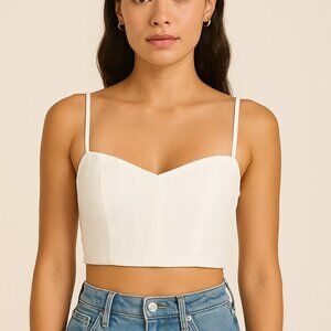 Rumer White Checkered Crop Top Size Small NWT Strap Cami Bustier Style